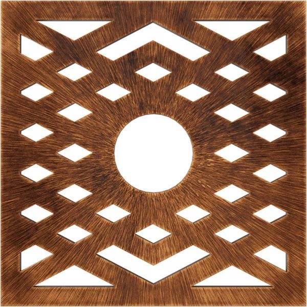 Chevron Architectural Grade PVC Pierced Ceiling Medallion, Antiqued Copper, 18